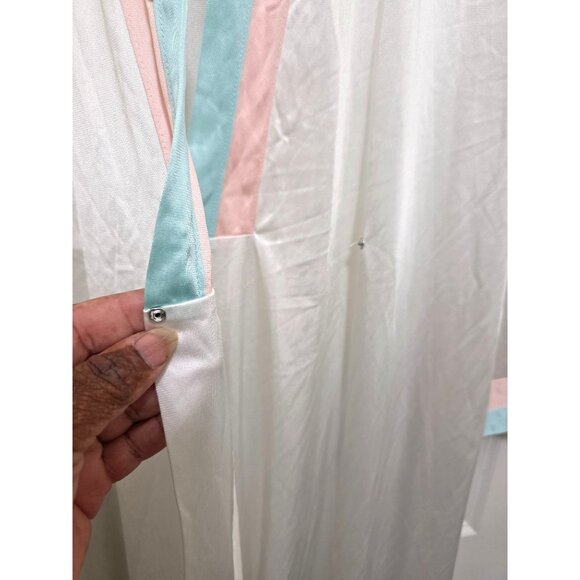 Vintage Vanity Fair White Satin Long Y2K 80s Victorian Robe Pastel Pink & Blue E - Picture 6 of 10